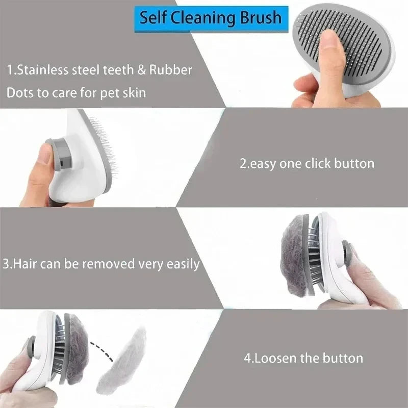 Brosse Auto-Nettoyante Anti-Poils pour Chiens & Chats